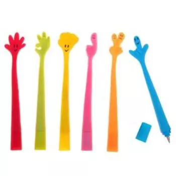 Ручка - прикол шариковая Calligrata «Жест», гнущийся на подставке, МИКС