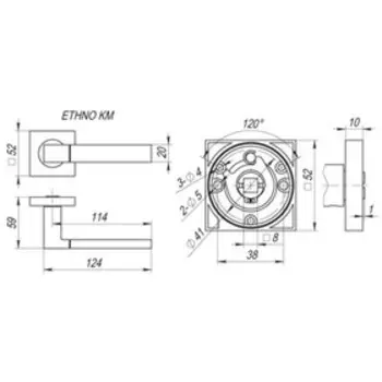Ручка раздельная Fuaro ETHNO KM SN/CP-3, цвет матовый хром/хром