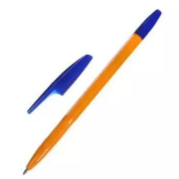 Ручка шариковая 0.7 мм, стержень синий, корпус оранжевый с синим колпачком