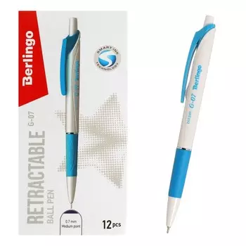Ручка шариковая автомат Berlingo "G-07" 0,7мм, синяя, грип 182259