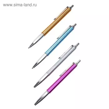 Ручка шариковая автоматическая, 0.5 мм, стержень синий, металлик корпус, МИКС ( в одной фасовке-один цвет)