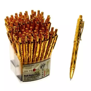 Ручка шариковая, автоматическая, линия 1,0 мм, стержень синий, корпус золотистый