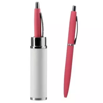 Ручка шариковая автоматическая SAN REMO 1.0 мм, металлический коралловый корпус, синий стержень, в тубусе