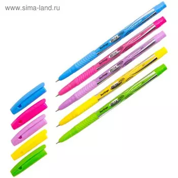 Ручка шариковая Berlingo Blitz Pro, чернила синие, узел 0.7 мм, мягкий резиновый грип, микс