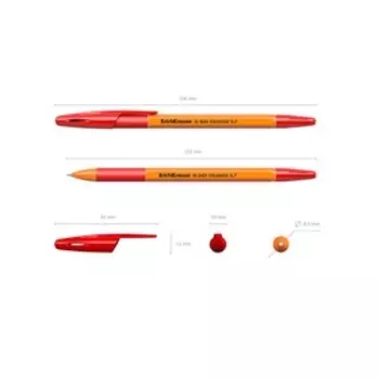 Ручка шариковая ErichKrause R-301 Orange Stick & Grip, узел 0.7 мм, чернила красные, резиновый держатель, длина линии письма 2000 метров