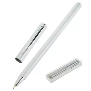 Ручка шариковая PIERRE CARDIN ACTUEL, корпус алюминий лакированный, отделка сталь с хромом, магнитный колпачок, узел 0.7 мм, чернила синие, серебристая