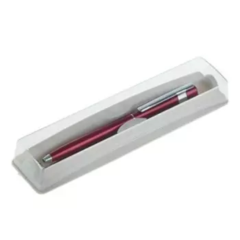 Ручка шариковая PIERRE CARDIN EASY, корпус алюминий, отделка сталь и хром, узел 0.7 мм, чернила синие, вишневая