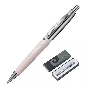 Ручка шариковая PIERRE CARDIN EASY, корпус латунь и лак, отделка сталь и хром, чернила синие, белая