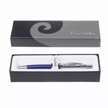 Ручка шариковая PIERRE CARDIN EASY, корпус латунь и лак, отделка сталь и хром, узел 1.0 мм, чернила синие, синяя