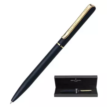 Ручка шариковая PIERRE CARDIN GAMME, корпус латунь матовая, сталь с позолотой, узел 0.7 мм, чернила синие, черная