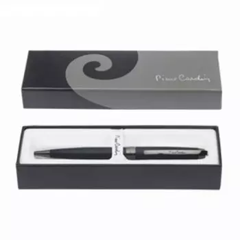 Ручка шариковая PIERRE CARDIN PROGRESS, корпус латунь, матовый лак Soft Touch, отделка пушечная сталь, чёрная