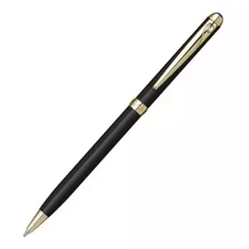 Ручка шариковая PIERRE CARDIN SLIM, корпус латунь лакированная, отделка сталь и позолота, чёрная