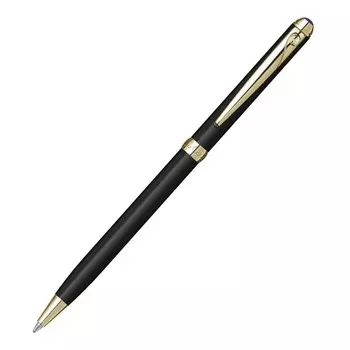 Ручка шариковая PIERRE CARDIN SLIM, корпус латунь лакированная, отделка сталь и позолота, чёрная