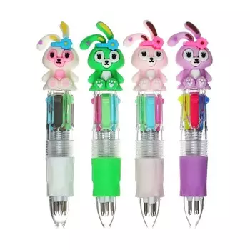 Ручка - прикол шариковая «Зайка» 4-цветная-МИНИ, МИКС