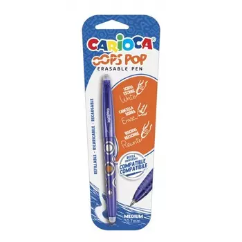 Ручка шариковая стираемая, Carioca "OOPS Retractable " узел 0.7 мм, эргономичный держатель с двойным покрытием софт-тач, синяя