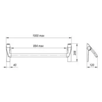 Ручка-штанга нажимная 1300А, врезной к замку FL-0433 ANTI-PANIC
