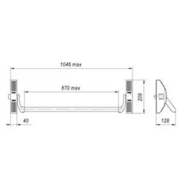 Ручка-штанга нажимная с защёлкой 1700В для антипаники наклад.для 1-створ, 2-створ. Дверей