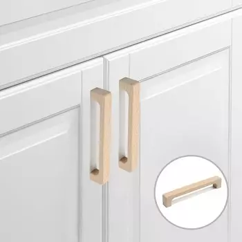 Ручка скоба 175 мм мебельная деревянная Y8, Бук, 1 шт.