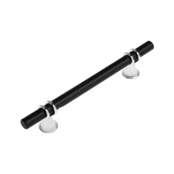 Ручка-скоба CAPPIO CAMDEN, м/о 128 мм, d=12 мм, пластик, цвет хром/черный