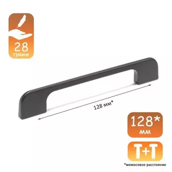 Ручка-скоба CAPPIO RSC023, алюминий, м/о 128 мм, цвет черный, 4 шт.