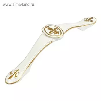 Ручка-скоба мебельная LIGHT, м/о 96 мм, белая с золотом