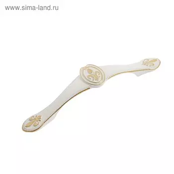 Ручка-скоба мебельная PC174, 96 мм, цвет белый с золотым