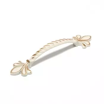 Ручка-скоба мебельная PC175WW/GP, м/о 96 мм, белая с золотом