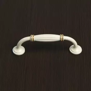 Ручка-скоба мебельная ТУНДРА PC176BL LIGHT, м/о 96 мм, цвет белый с золотом