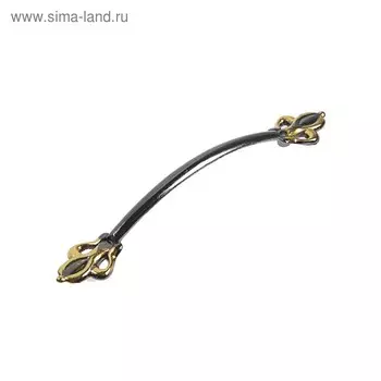 Ручка-скоба мебельная ТУНДРА PC182, м/о 96 мм, цвет черный с золотым