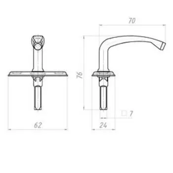 Ручка-завертка врезная Р1, покрытие цинк