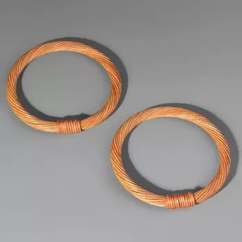 Ручки для сумки деревянные, плетёные, d=10.2 / 12.5 см, 2 шт., светло-коричневые