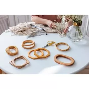Ручки для сумки деревянные, плетёные, d=10.2 / 12.5 см, 2 шт., бежевые