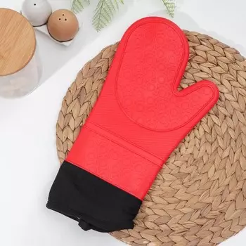 Рукавица для горячего с манжетой Доляна «Профи», силикон, 3618.5 см, розовая