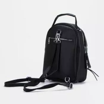 Рюкзак, 2 отдела на молниях, 2 наружных кармана, цвет чёрный