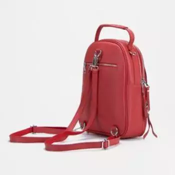 Рюкзак, 2 отдела на молниях, 2 наружных кармана, цвет красный