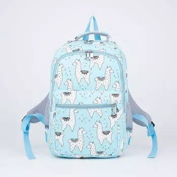 Рюкзак, 2 отдела на молниях, наружный карман, 2 боковых кармана, цвет голубой