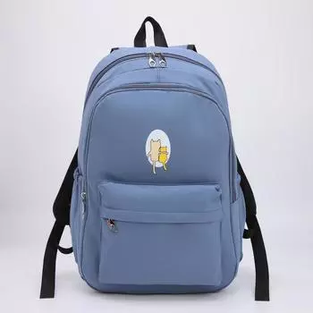 Рюкзак, 2 отдела на молниях, наружный карман, 2 боковых кармана, цвет голубой