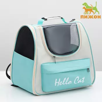 Рюкзак для переноски "Hello Cat", прозрачный, 32 х 21 х 35 см, белый