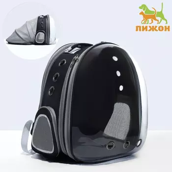Рюкзак для переноски кошек и собак, прозрачный, раскладывающийся, 328444 см, черный