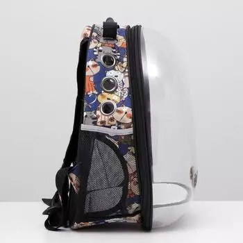 Рюкзак для переноски животных "Коты", прозрачный, 31 х 28 х 42 см