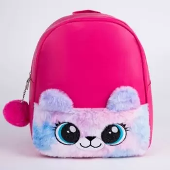 Рюкзак детский для девочки из искусственной кожи «Мишка», с карманом из плюша, 272310 см