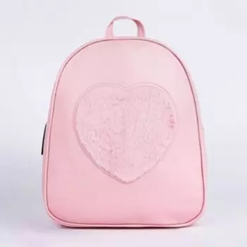 Рюкзак из искусственной кожи «Сердце», нашивка плюш, 27 х 23 х 10 см