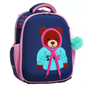 Рюкзак каркасный 35 х 27 х 13 см, эргономичная спинка, deVENTE Junior Super Star, брелок в подарок