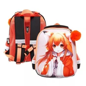 Рюкзак каркасный, 352613, Seventeen, девочка EVA, чёрный/оранжевый