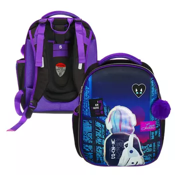 Рюкзак каркасный 38 х 28 х 16, deVENTE Choice 17L, City Girl, черный/фиолетовый 7033413