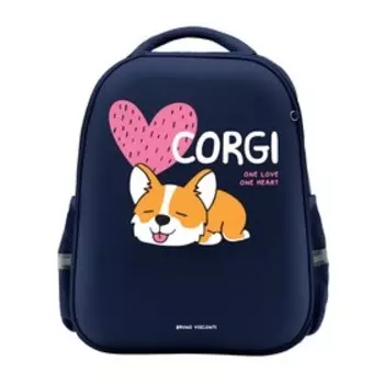 Рюкзак каркасный, 38 х 30 х 20 см, Bruno Visconti 12-001, + пенал "КОРГИ.ONE LOVE"