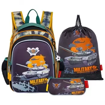 Рюкзак каркасный 39 х 29 х 17 см, Across 410, наполнение: мешок, пенал, серый/жёлтый ACR22-410-4