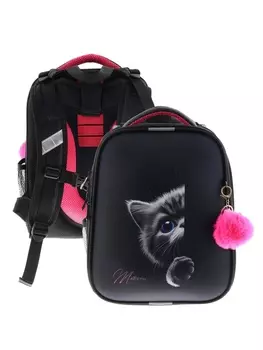 Рюкзак каркасный, школьный, 383016 см, эргономичная спинка, Stavia «Лапка и мордочка»