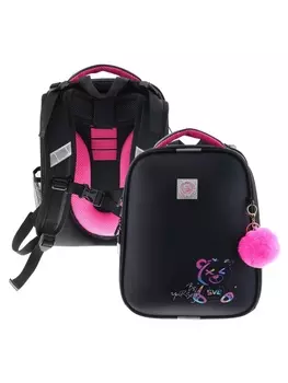 Рюкзак каркасный, школьный, 383016 см, эргономичная спинка «Неоновый медведь»