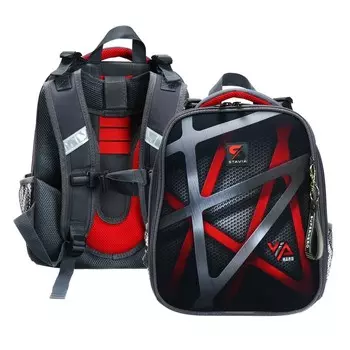 Рюкзак каркасный школьный 38 х 30 х 16 см, эргономичная спинка, Stavia "Hard", серый